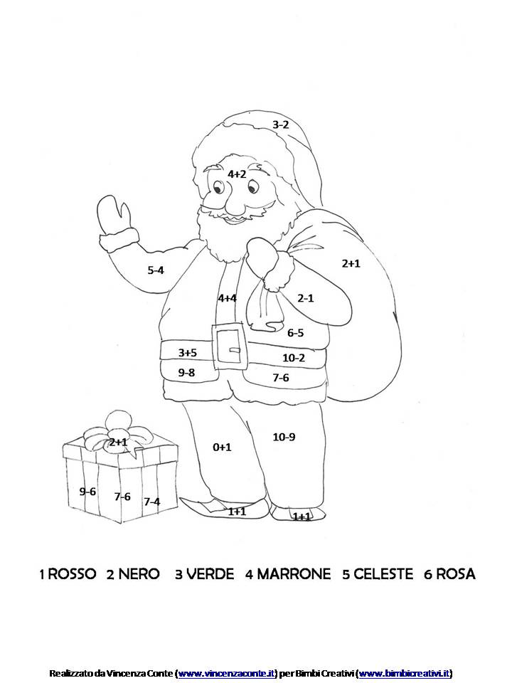 Disegno Con Addizioni Da Colorare Babbo Natale Bimbi Creativi