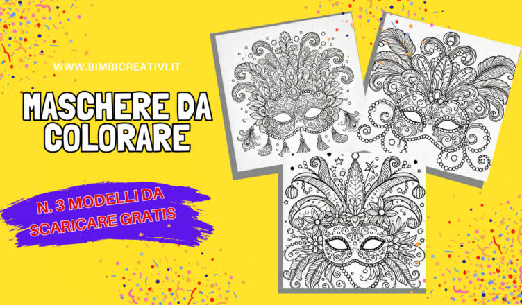 3 maschere di Carnevale da colorare e scaricare gratis