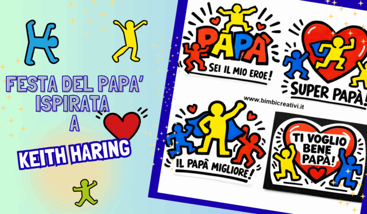 Schede gratis per la festa del papà ispirate a keith harring