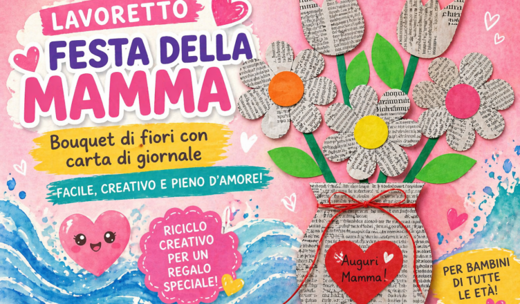 Lavoretto festa della mamma con carta di giornale