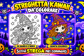 Streghetta kawaii da colorare: scheda gratuita in stile Zentangle